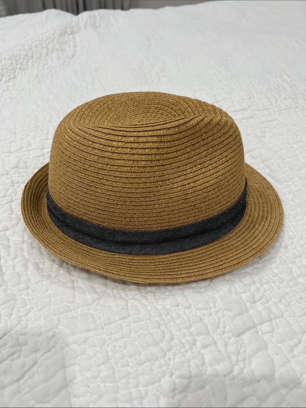 Banana Republic Tan Straw Fedora with Dark Band